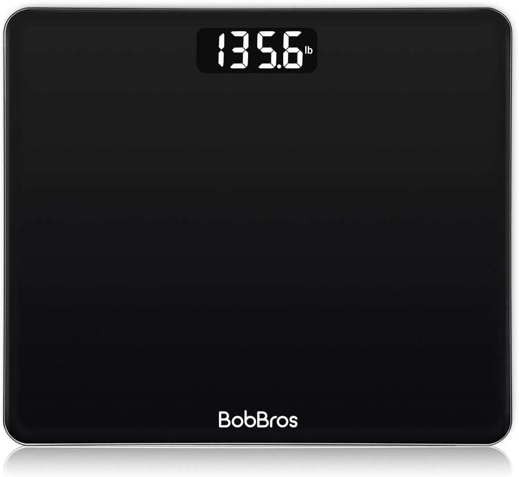 BobBros Digital Body Weight Scale, Bathroom Scale Smart with Step-on Technology, High Precision Weight Loss Monitor, 400 Pounds Black