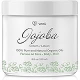 Jojoba Oil Cream Lotion For Dry and Oily Skin – Organic Daily Moisturizer For Face, Body and Hair – All Natural Essential Oils Cleanser and Acne Treatment – by Venu