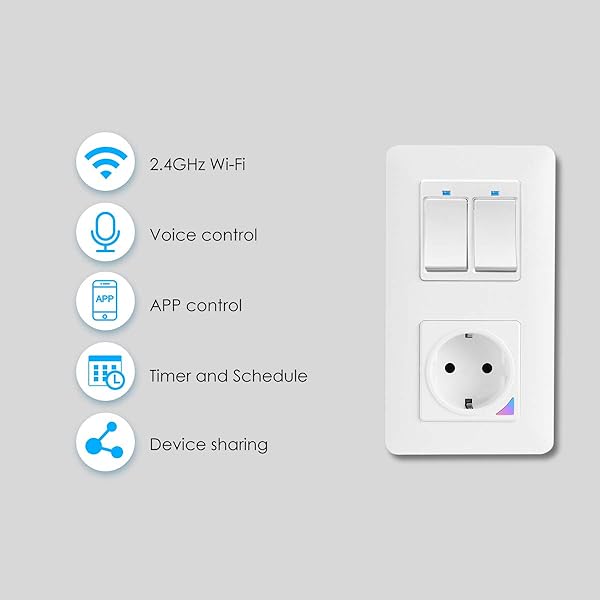 Interruptor de luz WiFi Alexa de TEEKAR con enchufe inteligente WiFi interruptor de botn fsico compatible con Alexa Google Home y Smart Life