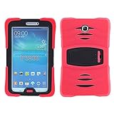 Samsung Galaxy Tab 3 7.0 Case by KIQ TM Full-Body Shock Proof Hybrid Heavy Duty Armor Protective Case for Samsung Galaxy Tab 3 7.0 P3200 / T210 / T217 with Kickstand and Screen Protector (Armor Red)