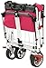 Creative Outdoor Folding Stroller Wagon for Kids & Cargo - Seat Belts - Adjustable Handle - Removable Canopy - Collapsible Utility Cart for Camping, Beach, Park & Outdoor Parties - Hot Pink
