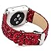 iiteeology Compatible with Apple Watch Band 38mm 40mm 42mm 44mm, Christmas Sparkly 3D Glitter Bling Leather iWatch Band for Apple Watch Series 5/4/3/2/1 Women Girls (Red, 38mm)