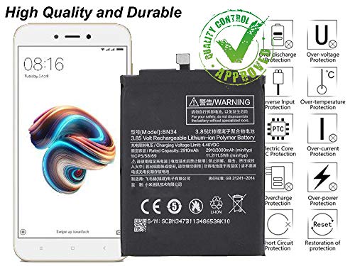Ando Mob™ Mobile Battery Compatible for Mi Redmi Xiaomi Redmi 5A | BN34 | 3000mAh Capacity : 3120mAh (6 Months Warranty)