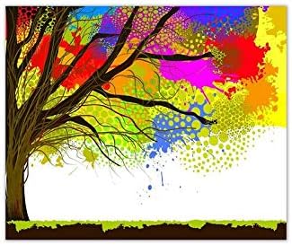 999Store Wooden Framed Printed Color of Tree Stain Watercolor Raster Canvas Painting (36X45 Inches)
