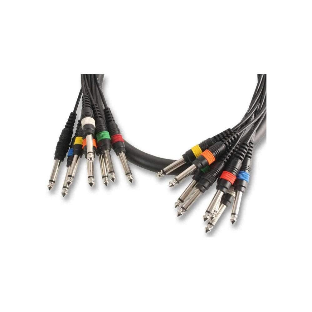 PULSE PLS00114 – 8‑Way 6.35 mm (¼") Mono Jack Plug‑to‑Plug Multicore Loom, 2.5 m, Black