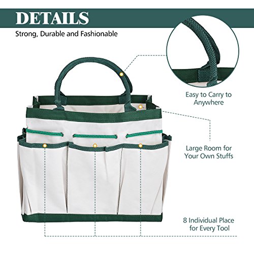 DRILLPRO 9 Piece Garden Tool Set, Gardening Steel Tools All-In-One Tool Bag, Durable Folding Stool, Stainless Steel Hand Tools Kit Bag  - Thumbnail 3