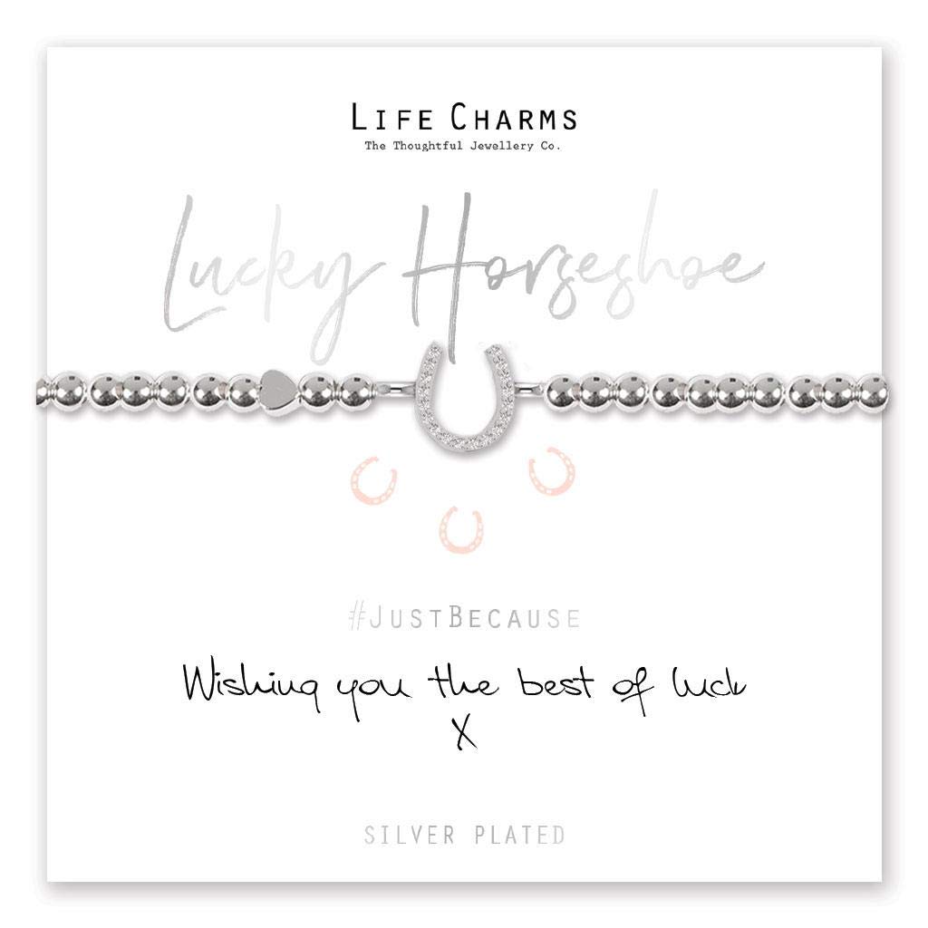 Life Charms Womens Lucky Horseshoe Bracelet Silver Plated