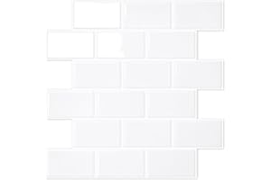 STICKGOO 10-Sheet White Subway Tiles Peel and Stick Backsplash, Stick on Tiles Kitchen Backsplash (Thicker Design)