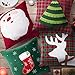 Phantoscope New Merry Christmas 100% Cotton Embroidery Santa Tree Socks Reindeer Throw Pillow Case Cushion Cover 18