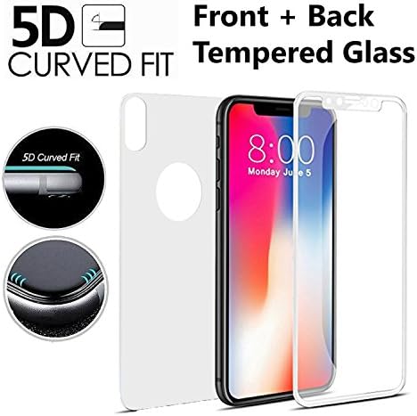 2 Pack [Front+Back] ProPlusShield 9H 0.3mm Tempered Glass [Edge-to-Edge] [Full Screen Coverage] Screen Protector [Anti-Scratch] [Bubble-Free Application] w/White Frame for iPhone X