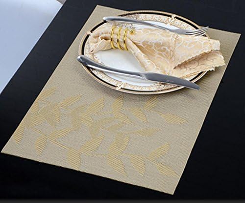 Kitzen Placemats Non-Slip Waterproof Rectangle Environmental Pad Adiabatic Braided Pad Insulation Pads Coaster Dining Mat PVC (A Set Of 4)45*30cm , A