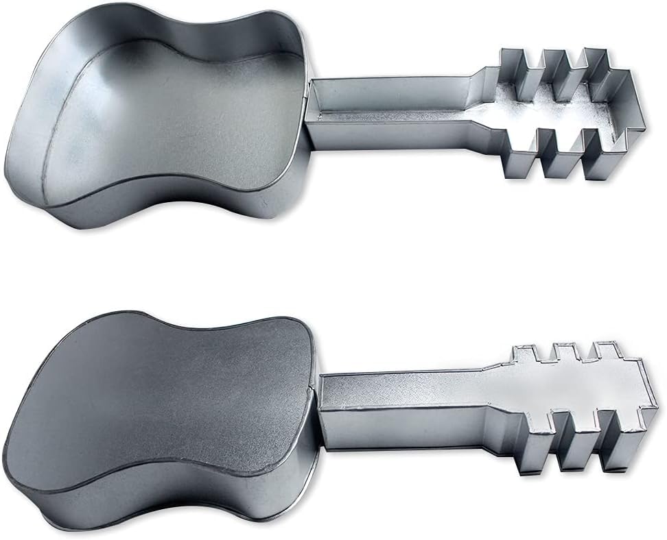Global Outlet Ltd Guitar Shape Cake pan Individual Cake tin for Baking on Birthdays & Parties, Silver Color, Metallic Cake molds