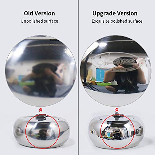 Ashtray, Newness Stainless Steel Modern Tabletop Ashtray with Lid, Cigarette Ashtray for Indoor or Outdoor Use, Ash Holder for Smokers, Desktop Smoking Ash Tray for Home Office Decoration, Silver - Thumbnail 5