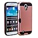 Galaxy S4 Case, AnoKe [Credit Card Slots Holder][Not Wallet] Hard Silicone Rubber Hybrid Armor Shockproof Protective Holster Cover Case For Samsung Galaxy S4 - KLS Rose Gold