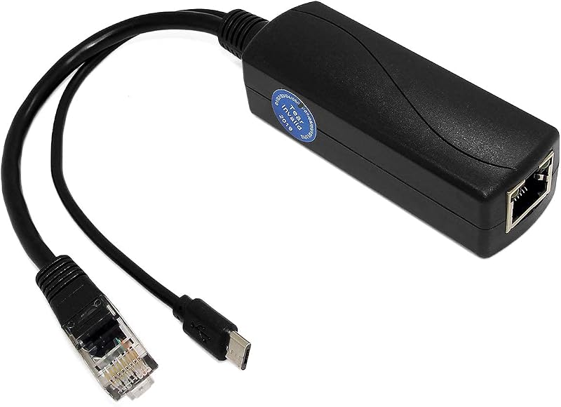 Revotech Gigabit Micro USB PoE Splitter 5V 3A 1000Mbps for Raspberry Pi Tablets