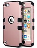 iPod Touch 6 Case,iPod Touch 5 Case,ULAK Anti Slip Anti-Scratch iPod Touch Case Shockproof Protective Cover with Hybrid High Soft Silicone + Hard PC Case(Rose gold+Black)