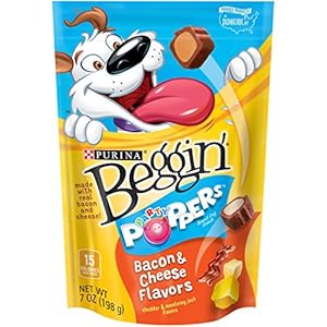 Purina Beggin' Party Poppers Bacon & Cheese Flavors Dog Snacks, 7-Ounce Pouch