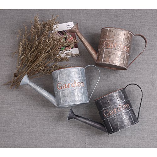 CEDAR HOME Metal Planter Flower Pot Succulent Container Garden Bucket for Indoor or Outdoor Balcony Patio Watering Can wiht Handle, 12.25" W x 5" D x 5.5" H, Black - Thumbnail 7