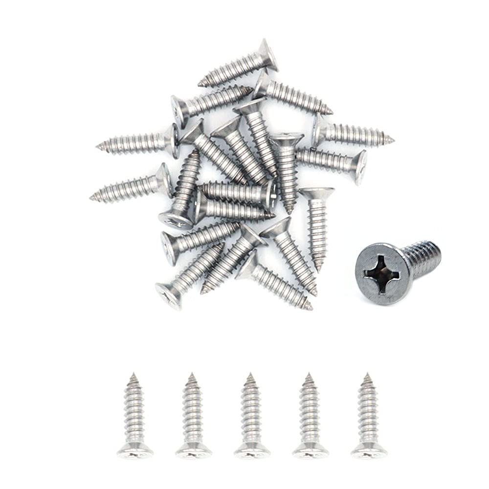 500X NUZAMAS 4G*19 304 Stainless Steel Self-Tapping Screws Cross Flat Countersunk Head Screw Miniature Screw Wood Screw Self-Tapping Screws and Wood Screw(ST2.9 * 19)