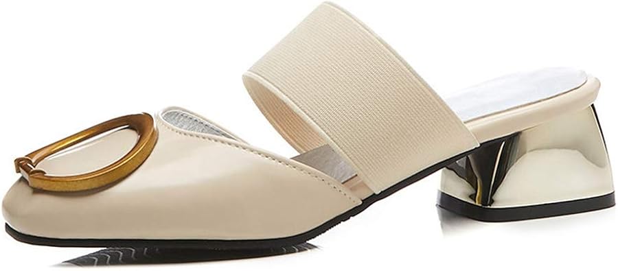 square toe block heel mules