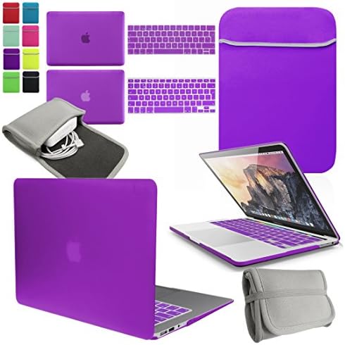 LOVE MY CASE / BUNDLE DEEP PURPLE Hard Shell Case with matching KEYBOARD Skin, NEOPRENE Cover and Charger Sleeve Pouch for 13-inch Apple MacBook Pro WITH TOUCH BAR (2016 model) (model number: A1706)
