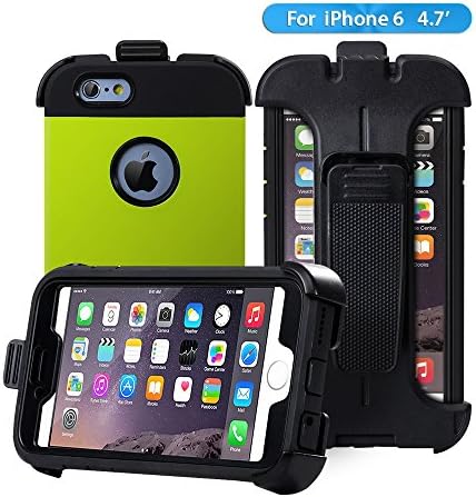 iPhone 6 Case, iPhone 6s Case, Anken [Shock Absorption] Slim Fit Dual Layer Hybrid Case with [Belt Clip] Kickstand &amp; Screen Protector Shockproof Drop Proof Case for Apple iphone 6/6s 4.7 Inch ( Green)