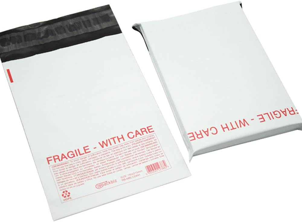 Heavy Duty Polythene Mailing Postal Mailer Bags Shipping White with Red Fragile(A000-110x165mm (4.33'' x 6.50''),100) - Image 4