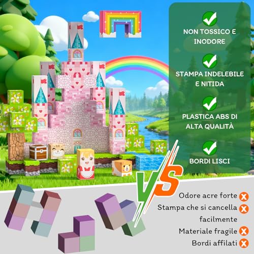 Crifeton Costruzioni Magnetiche per Bambini 100 PCS 2CM 3+ Giochi Cubi Magnetici, Blocchi Magnetic Building Blocks Giocattoli Montessori a Partire da 3 4 5 6 7 8 9 10 11 12 Anni Regali di Compleanno