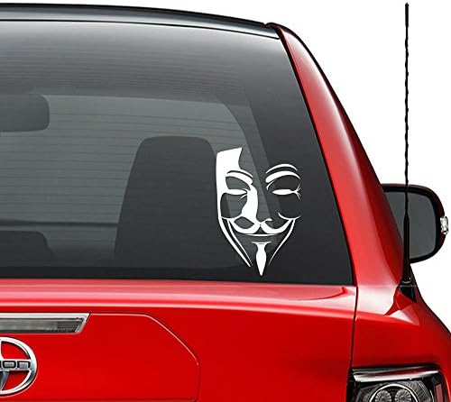 Guy Fawkes Mask Vendetta Anonymous Vinyl Decal Sticker Car Truck Vehicle Bumper Window Wall Decor Helmet Motorcycle and More - Size (5 Inch / 13 cm Tall) / (Color Gloss Black)