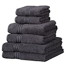 Linens Limited Supreme 100% Egyptian Cotton 6 Piece Hotel Towel Set, Charcoal
