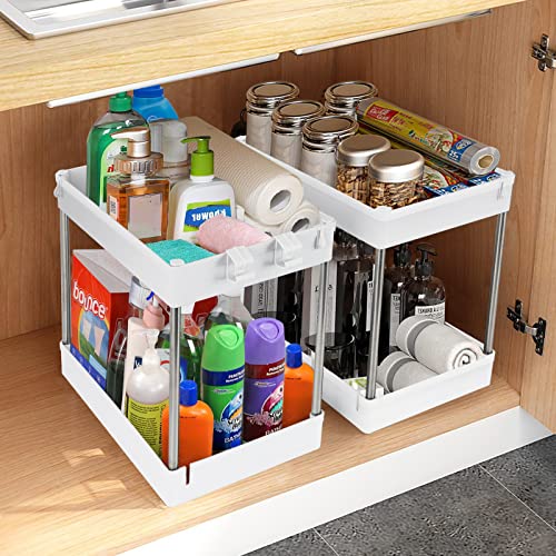 Eapele 2 Pack Under Sink Organizer 2 Tier Under Bathroom Sink