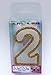 Wasiwax Number (2) Birthday Candle - Gold Glitter -Browse Our Store and Choose Other Numbers
