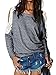 Choies Women's Cotton Gray Cold Shoulder Crochet Lace Sleeve T-shirt