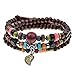 CELOKIY Vintage Leaf Pendant Tibeten Color of Strand Wooden Beads Handmade Bracelet Necklace