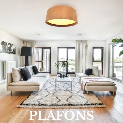 Luminária de Teto Plafon Redondo de Madeira 6 Tamanhos de 25 a 90 cm e 3 Cores - Imbuia, Freijó e Mel Design Moderno e Sofisticado (Freijó, 25 cm)