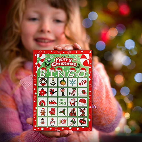 CCINEE Christmas Bingo Game for Kids,Xmas Bingo cards for Adults Large