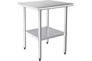 HARDURA RESTAURANT EQUIPMENT HARDURA Stainless Steel Table 24X30 Inches with Undershelf and Galvanized Legs NSF Heavy Duty Commercial Prep Work Table for Restaurant Kitchen Home and Hotel