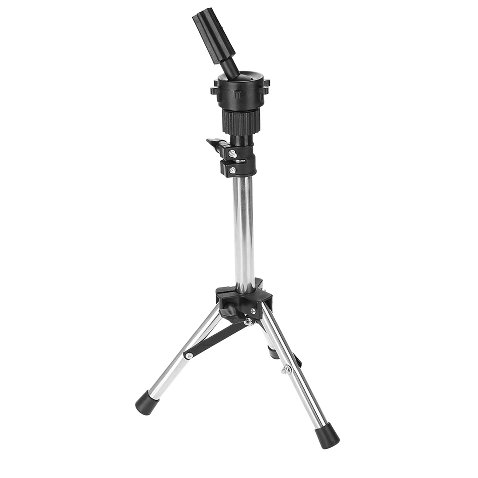 Generic Adjustable Hairdressing Training Head Holder with Tripod Stand for Salon Hair Styling - Silver