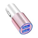iPhone Car Charger, ZUOQI 24W/4.8A High Speed Dual Port USB Car Adapter for Apple iPhone 7 Plus/ 7 /6 Plus/ 6S/6/6 S Plus/ iPad/iPod, Samsung Galaxy S6 S6 Edge S5, HTC One M8 M9 and More-Rose Gold