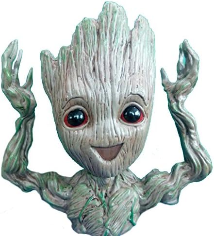 Baby Groot Planter Pot Cactus Bonsai Pots, Pen/Pencil Cup Holder, Galaxy Tree Man Flower Pots Action Figures Toy Gift (Smile - Groot)