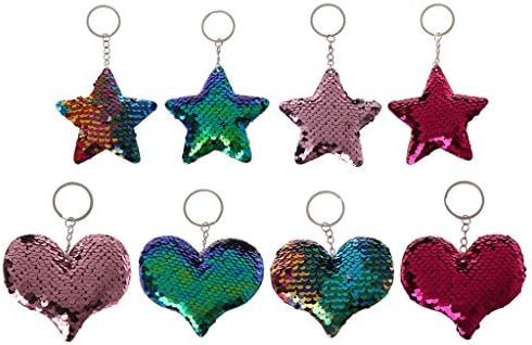 Sample9 Mermaid Sequin Plush Keychain Pompom Plush Reversible Glitters Bag Decor Jewelry