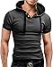 Beninos Men's Hooded Short Sleeve Polo Shirt (US:L/Tag 3XL, 025 Dark Grey)