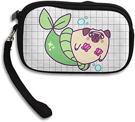 Pug Mermaid Parody Wall Lets Coin Purse Wallet With Wristlet Strap