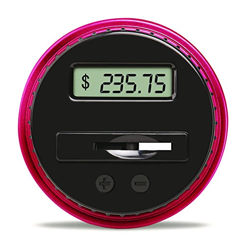 OLICTA Piggy Bank Digital Counting Coin Bank Creative Large Money Saving Box Jar Bank LCD Display Coins Saving Gift (Dollar) (Black-Red)