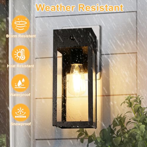 OYKYOHEI Outdoor Wall Lights, Security Lights Outdoor with Motion Sensor, Dusk to Dawn Outdoor Lights Mains Powered, Waterproof Anti-Rust Wall Lights for Garden, Entryway, Doorway, Garage