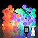 Color Changing Globe String Lights, 33Feet 100 LEDs USB Ball Fairy Lights Plug in with Timer Remote, Christmas Lights for Camping Dorm Party Wedding Indoor Outdoor Decoration (16Color + Multicolor)
