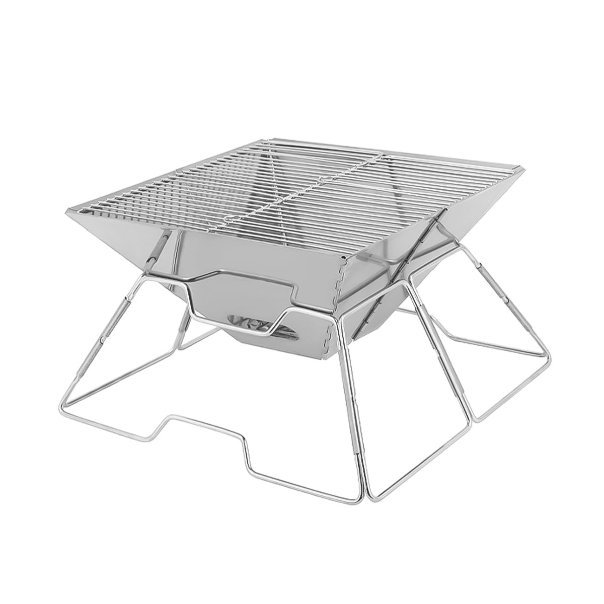 ZONADAH Outdoor Folding Grill Portable Removable Charcoal Barbecue Rack Stove Stainless Steel BBQ Utensils with Bag for Outdoor Camp Travel Garden Cooking Picnic