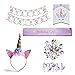 Unicorn Birthday Party Supplies And Decorations Kit – Magical Party Favors For Girls Birthdays with Gold Unicorn Themed Headband, Birthday Banner, Birthday Girl Sash, Bracelet Kit, Keychains