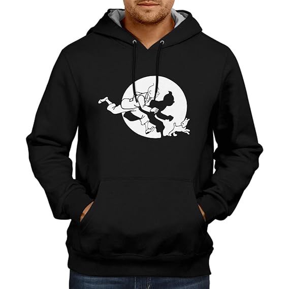 black cotton hoodie mens