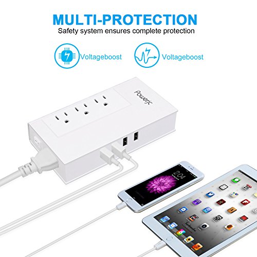 Travel Power Adapter Voltage Converter Step Down 220V to 110V AC Output 1875w with 4 Smart USB Charging Ports White[for hairdryer] Powerjc - Thumbnail 2